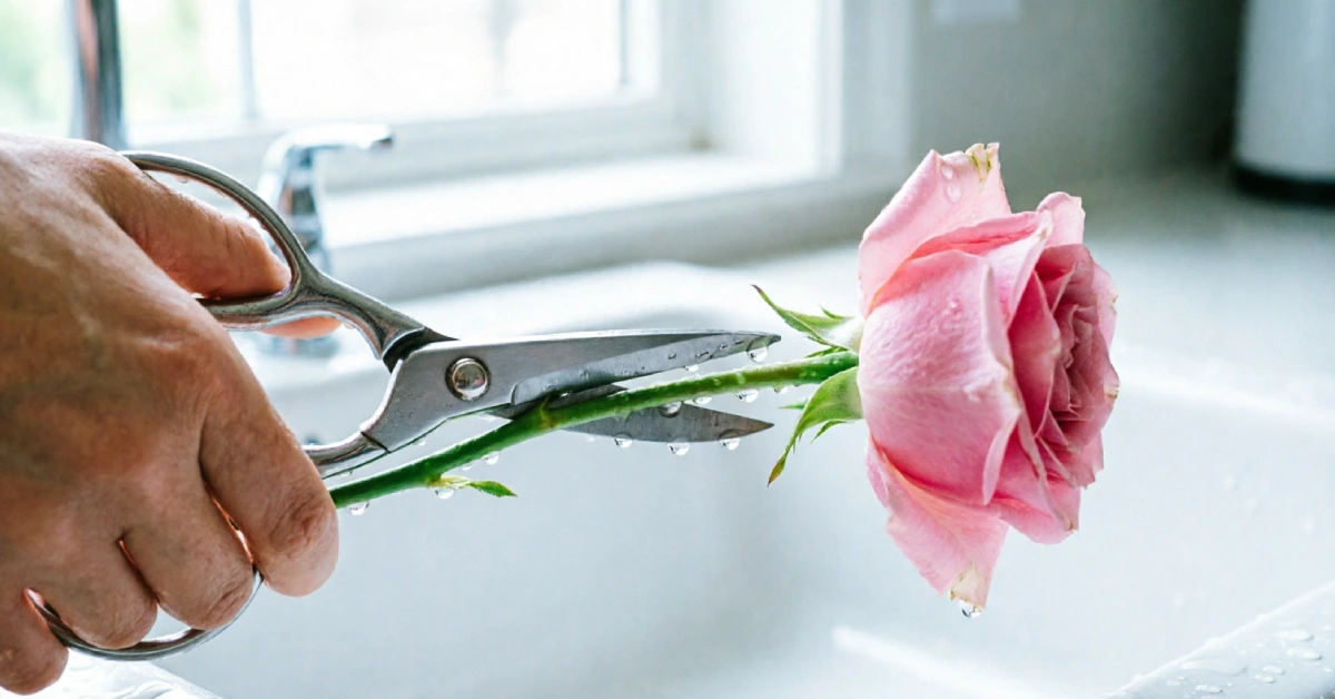 how to keep cut flowers fresh by trimming stems at an angle