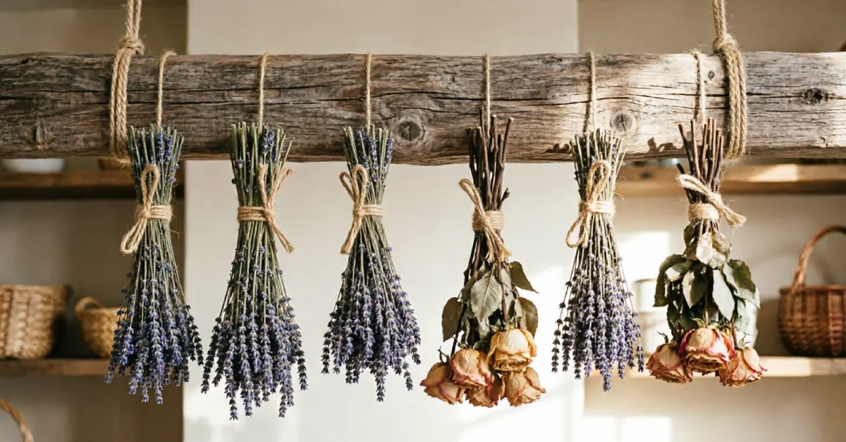 How to preserve flowers naturally by air drying stems upside down