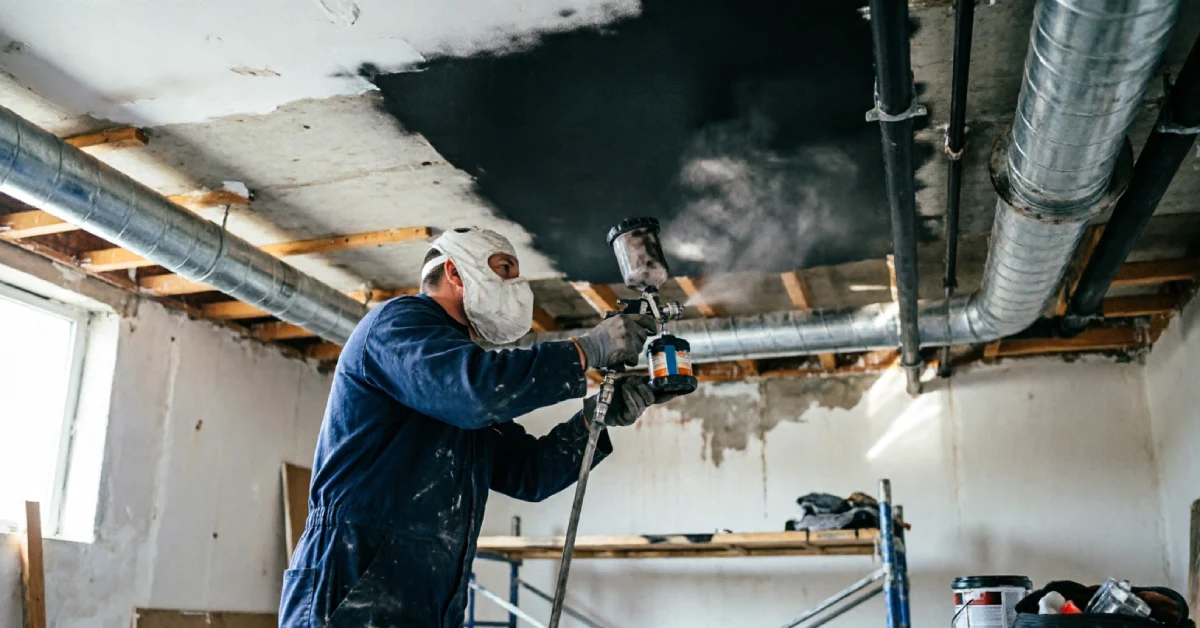 Painting a painted basement ceiling with an airless sprayer