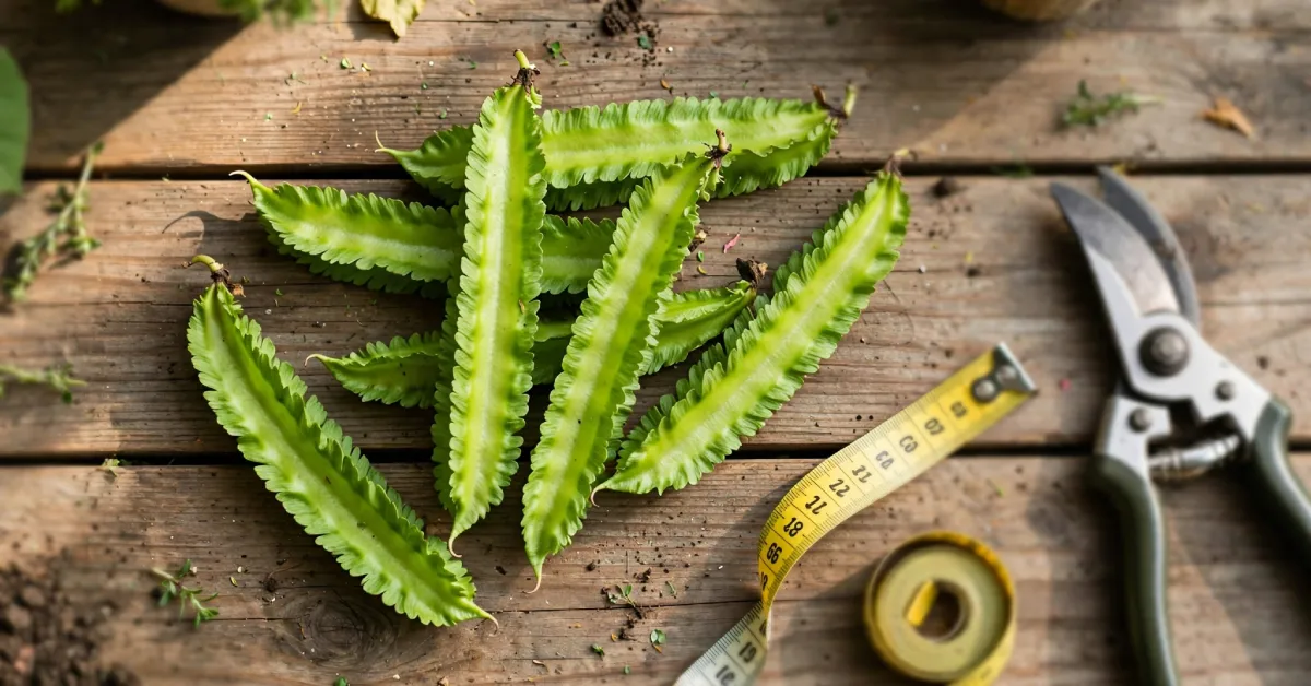 Freshly harvested sigarilyas plant pods at the ideal tender picking size
