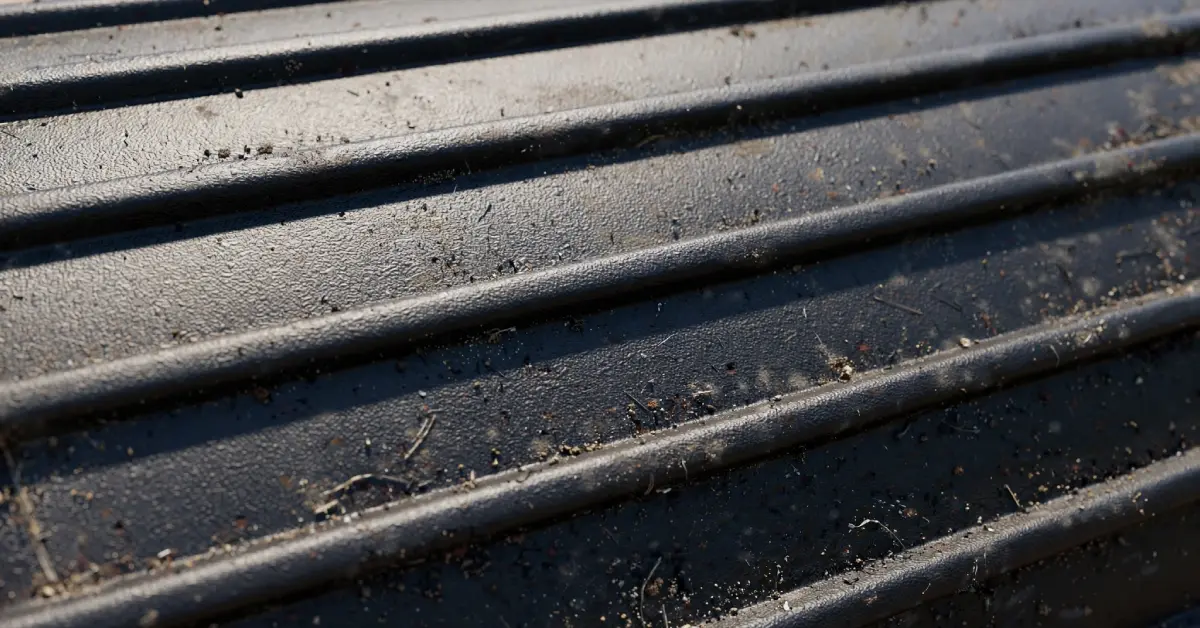 Close-up of UV-treated HDPE material and reinforcing ribs on a valve box