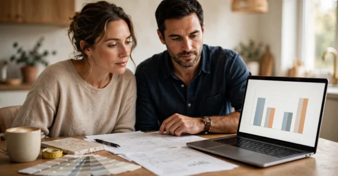 Homeowner reviewing a home upgrading installment loan for renovation