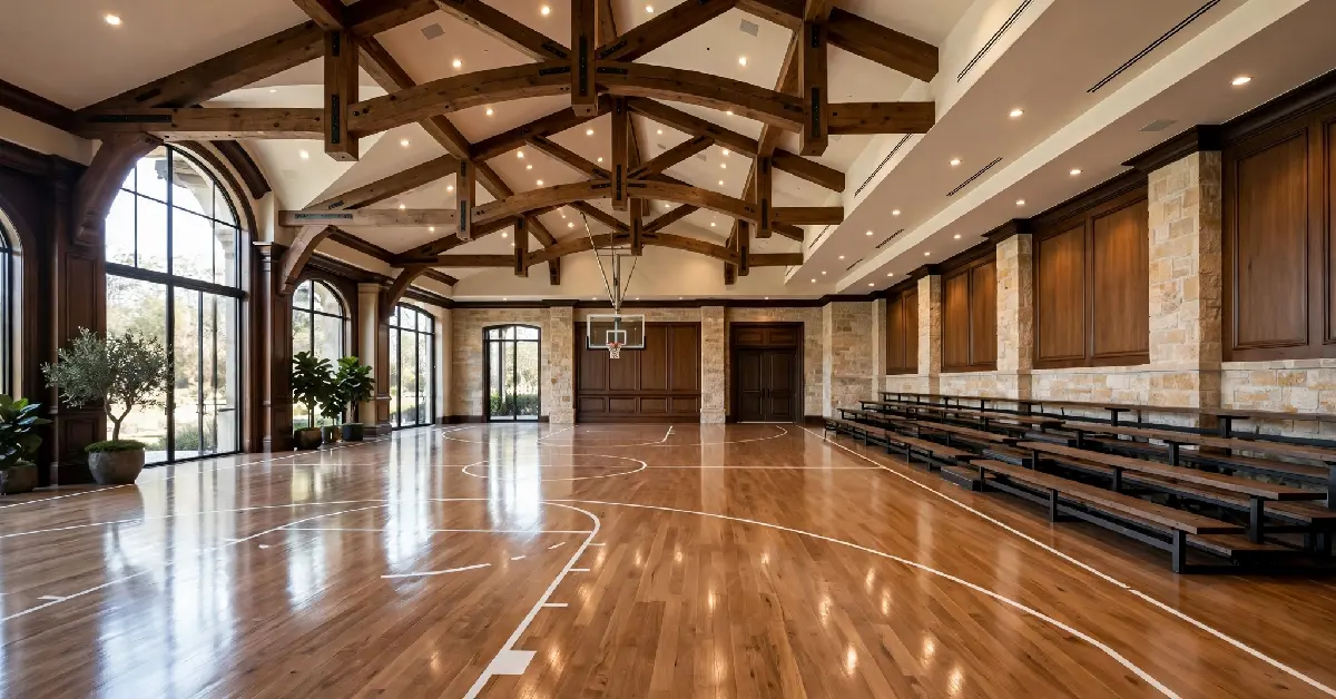 Indoor basketball court inside the Shaquille O Neal house